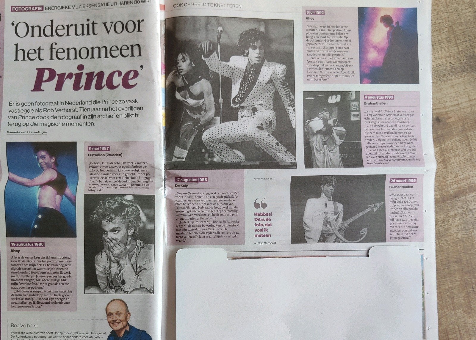10 jaar na overlijden zanger Prince., Ophalen of Verzenden, 1980 tot heden, Nederland, Knipsel(s)