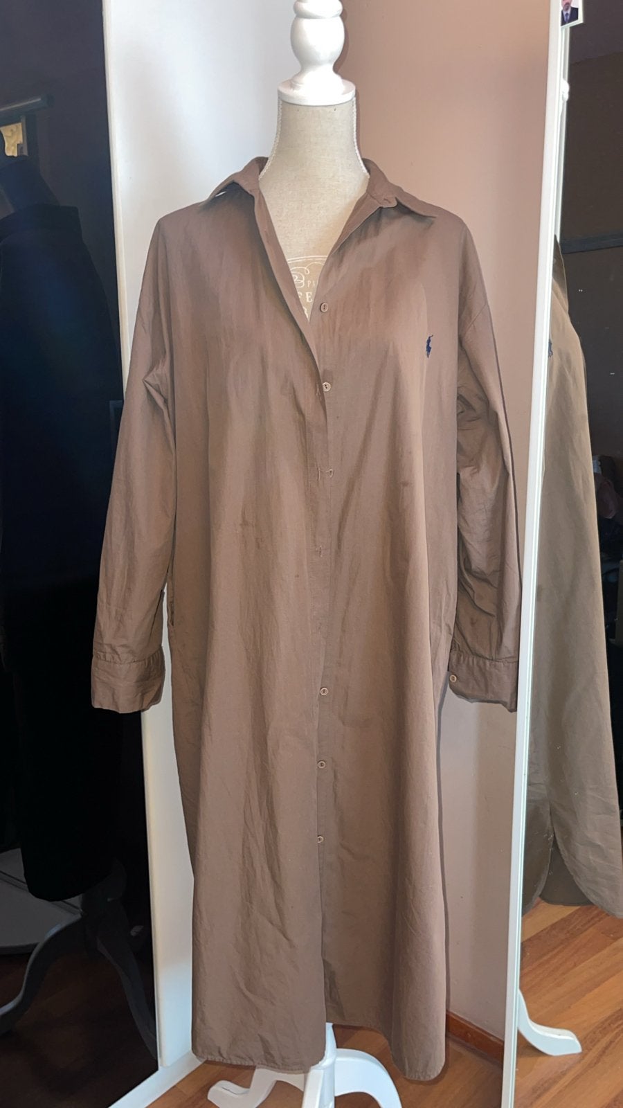 Ralph Lauren overhemdjurk bruin maat M —L, Bruin, Zo goed als nieuw, Onder de knie, Ophalen