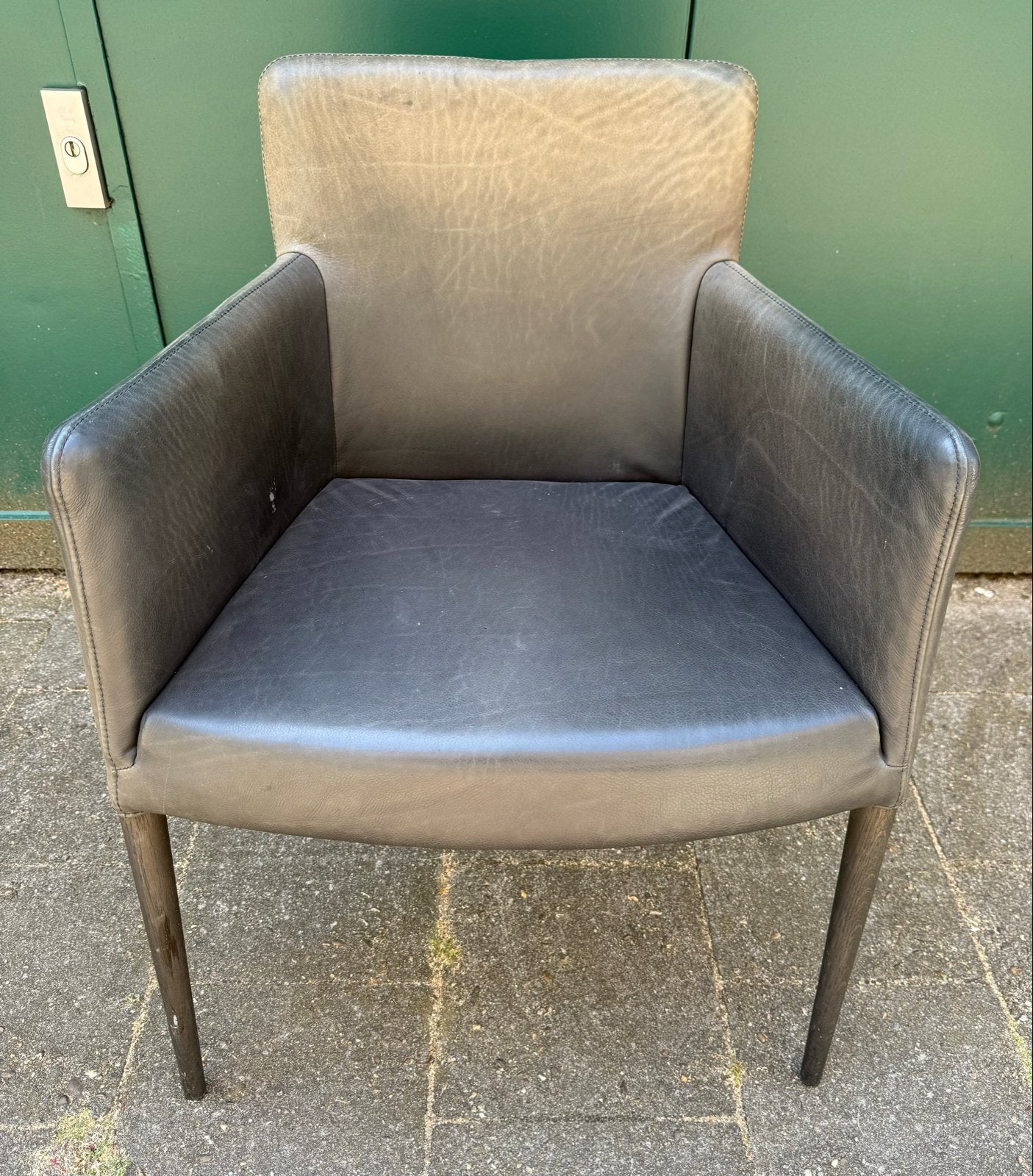 Groene leren Label (buro)stoel met mooie patina, ca. 2000, Huis en Inrichting, Stoelen, Ophalen, Overige kleuren, Leer, Zo goed als nieuw