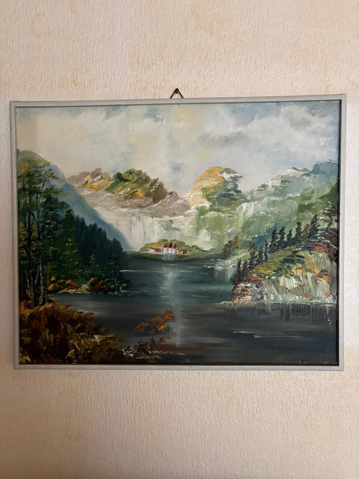 Olieverf berglandschap  ( zie zijn signature )51 x 41,5 cm, Ophalen