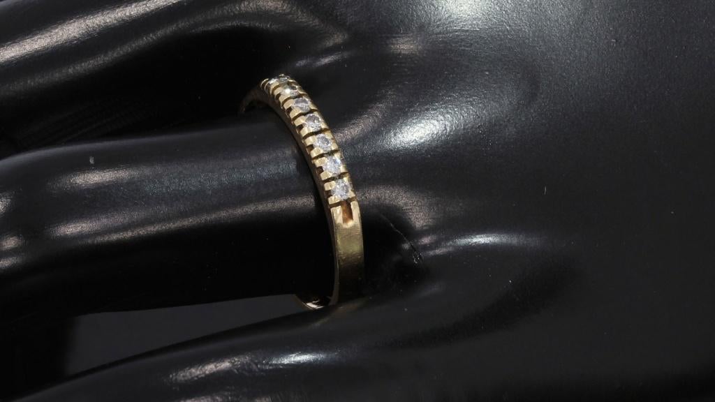 Diamanten 14k gouden rij alliance ring dames briljant luxe, 18 tot 19, Voordeelsieraden, Verzenden, Zo goed als nieuw