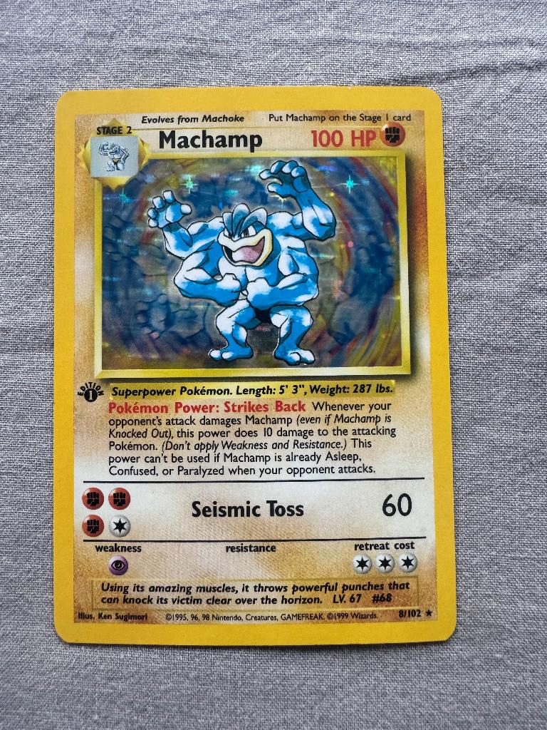 Machamp (BS 8) First Edition, Hobby en Vrije tijd, Verzamelkaartspellen | Pokémon, Ophalen of Verzenden, Gebruikt, Losse kaart