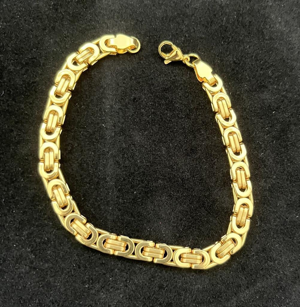 Armband Koningsschakel 12 MM breed 24 CM Goud Verguld NIEUW, Ophalen of Verzenden, Nieuw, Goud, Overige materialen