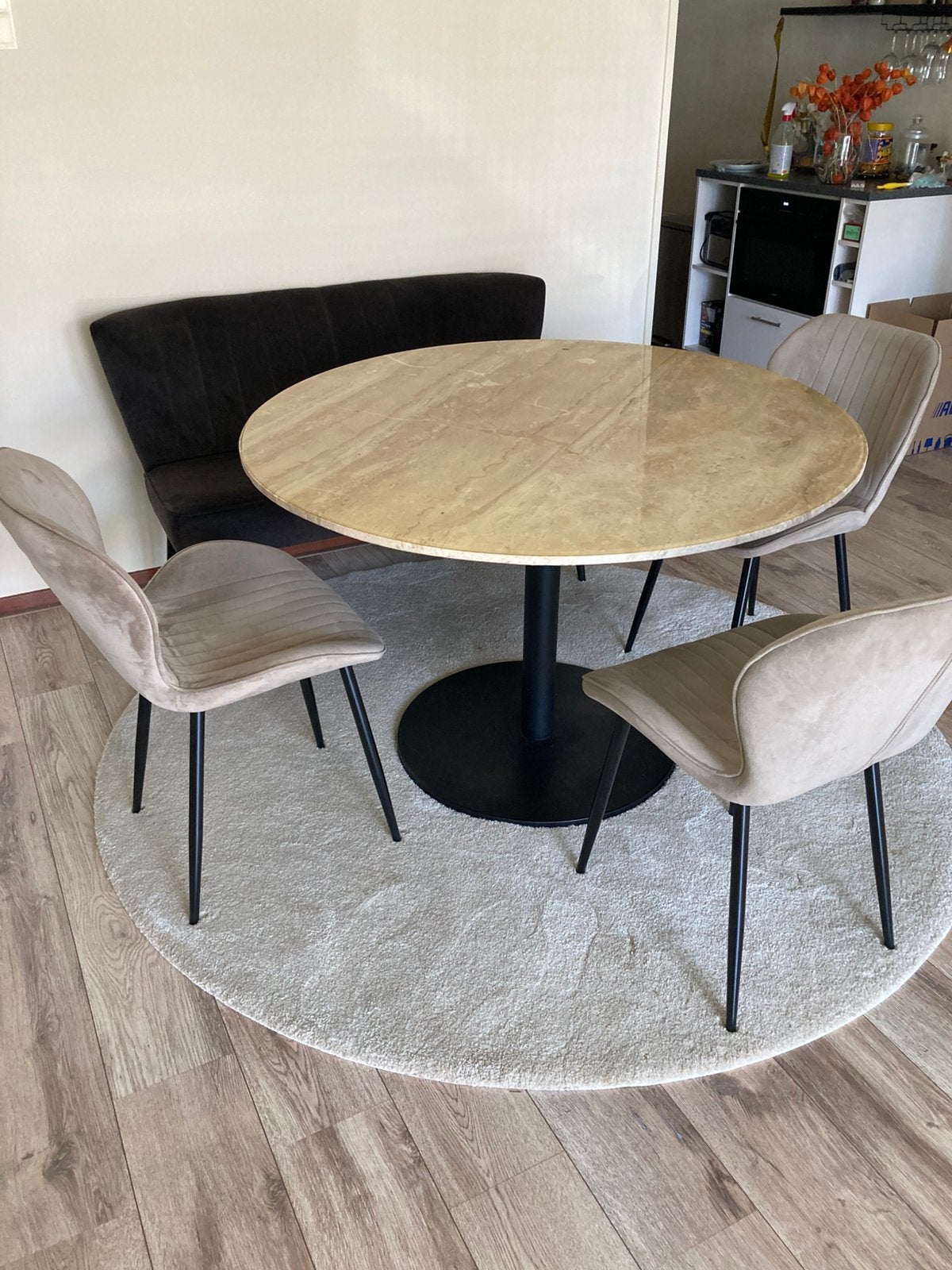 Eettafel marmer 120 cm bruin, Ophalen, Overige materialen, Gebruikt, 100 tot 150 cm