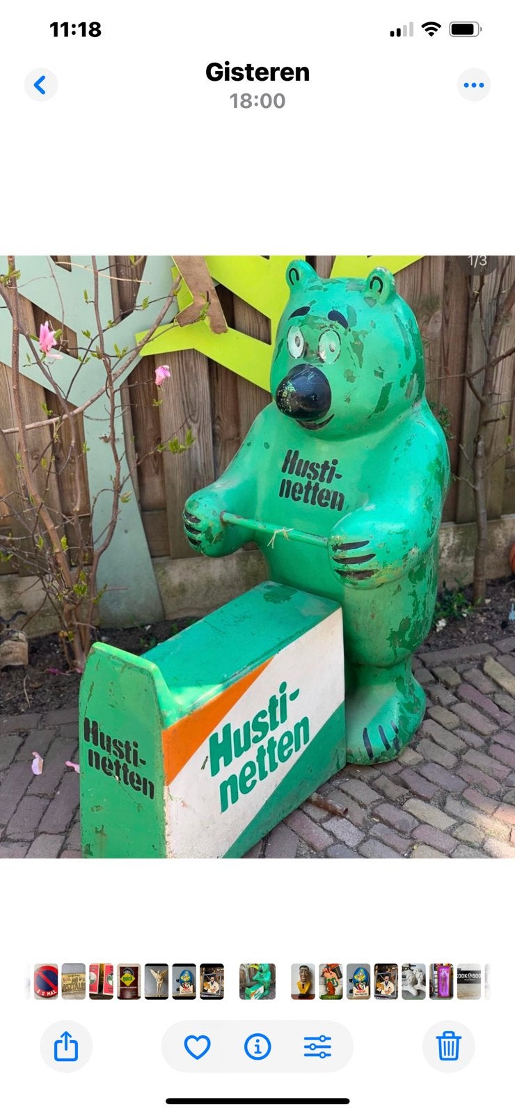 Husti-Netten oud en Zeldzaam Reclame Object Stoepbord / Wip, Ophalen, Zo goed als nieuw, Reclamebord