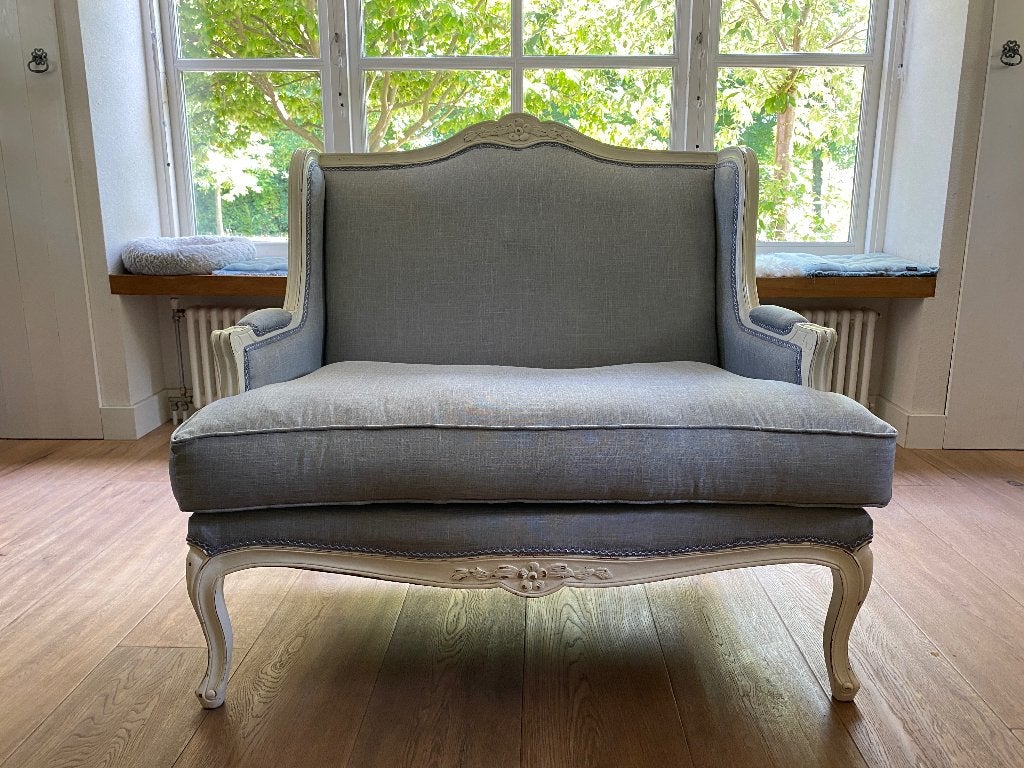 Louis XV stijl sofa bankje nieuw gestoffeerd, Ophalen, Tweepersoons, 75 tot 100 cm, Zo goed als nieuw