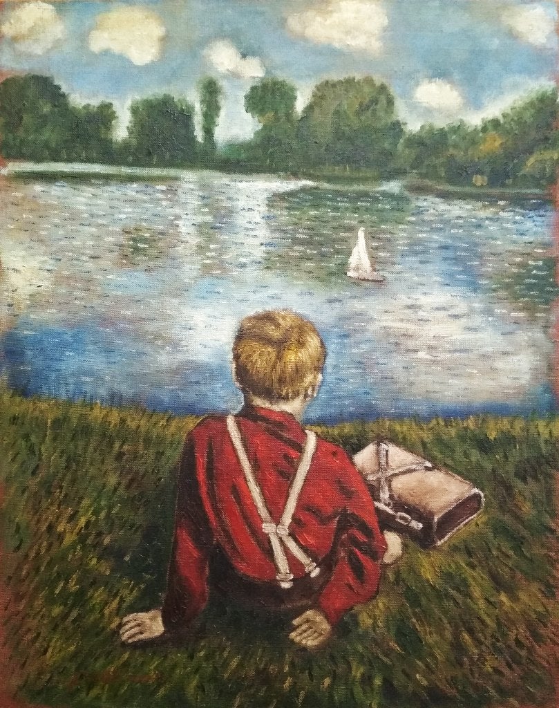 "Kleine Dromer", Antiek en Kunst, Kunst | Schilderijen | Klassiek, Origineel werk, Portret of Personen, Impressionistisch, Olieverf