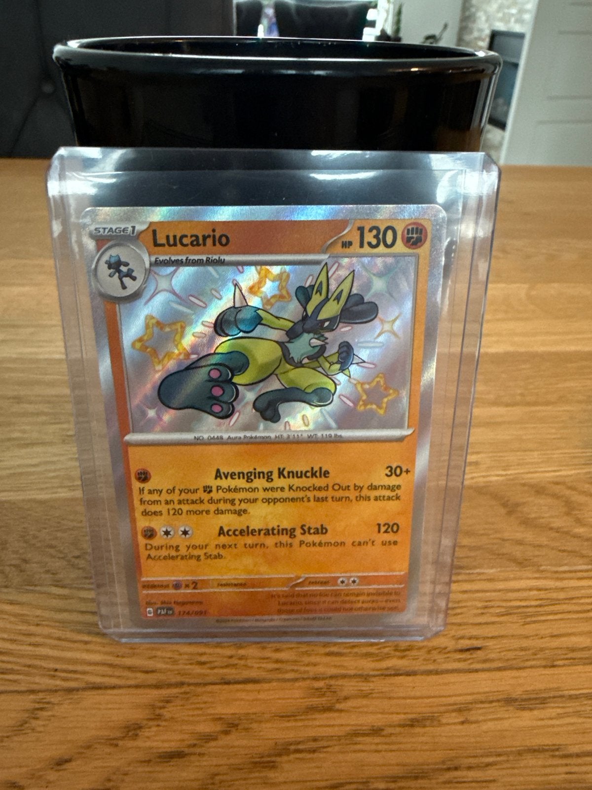 Lucario Shiny Paldean Fates, Ophalen of Verzenden, Zo goed als nieuw, Losse kaart, Foil