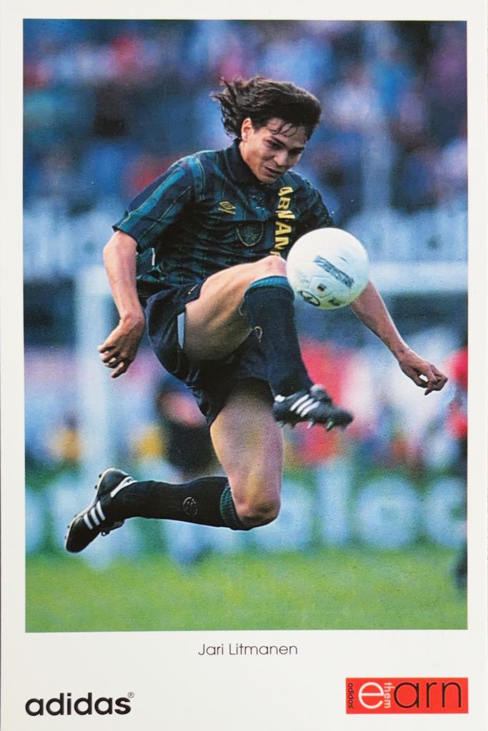 Spelerskaart Jari Litmanen - AFC Ajax Amsterdam, Verzamelen, Ophalen of Verzenden, Zo goed als nieuw, Ajax, Spelerskaart
