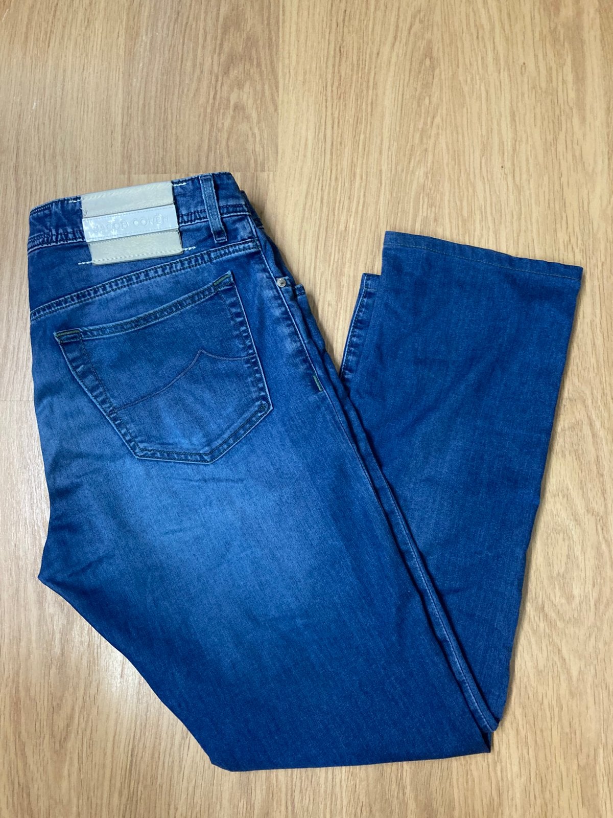 Jacob Cöhen Style J688 (BARD) jeans - 33 - Navy- Beige patch, Blauw, Ophalen of Verzenden, Zo goed als nieuw, Jacob Cohen