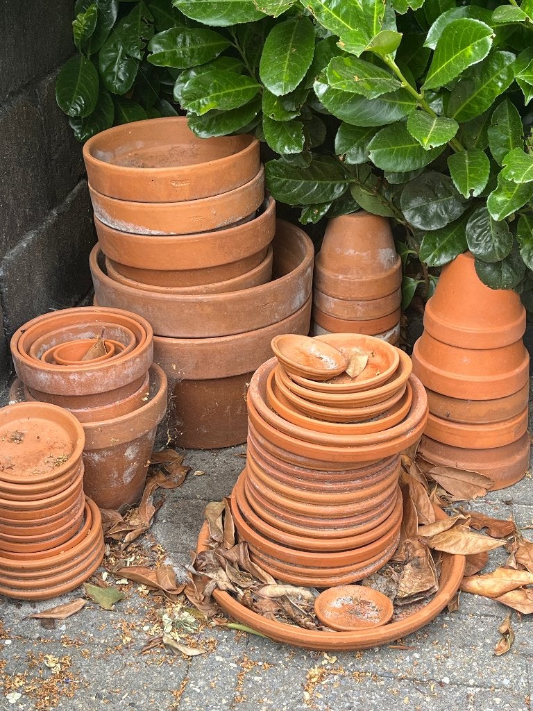 Groot aantal Terracotta potten en schotels, Gebruikt, Rond, Balkon, Terracotta