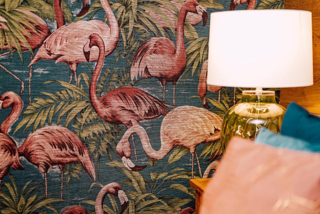 2 rollen luxe ARTE Avalon Flamingo behang - Petrol/Roze, Verzenden, 10 tot 25 m², Roze