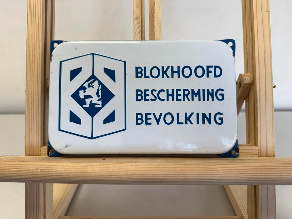 Emaille bord Blokhoofd Bescherming Bevolking, Ophalen