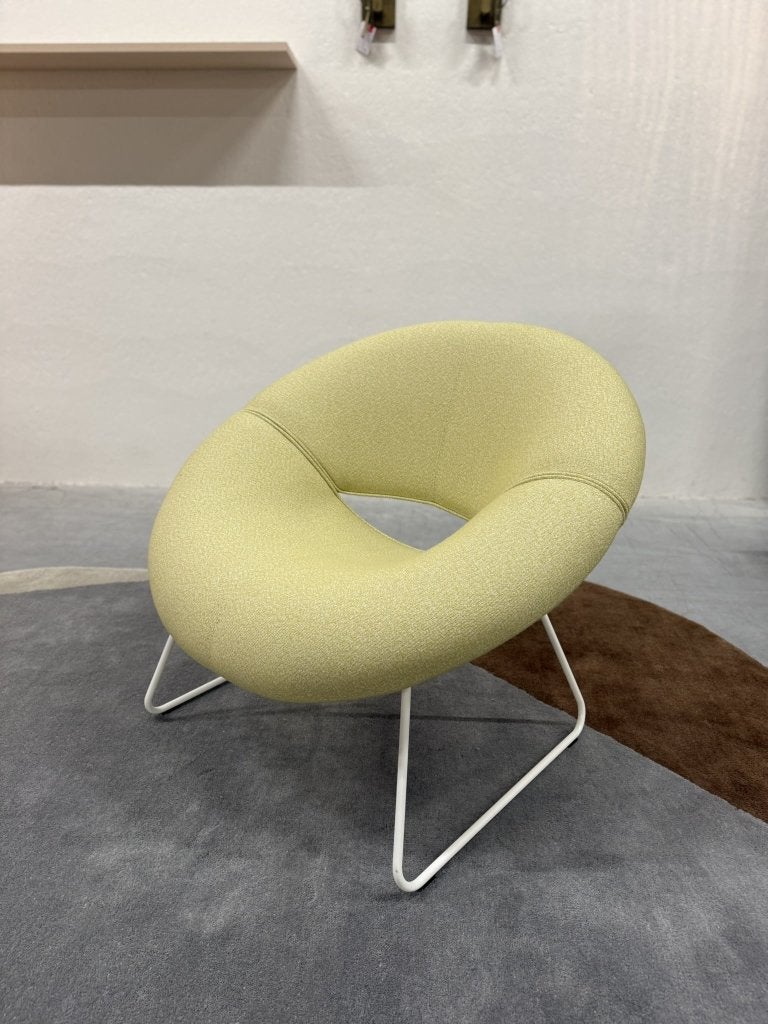 Nieuw Leolux Mimas Fauteuil Twinwool Design Stoel geel wit, Leolux, Info@leolux.nl, Nieuw, 75 tot 100 cm