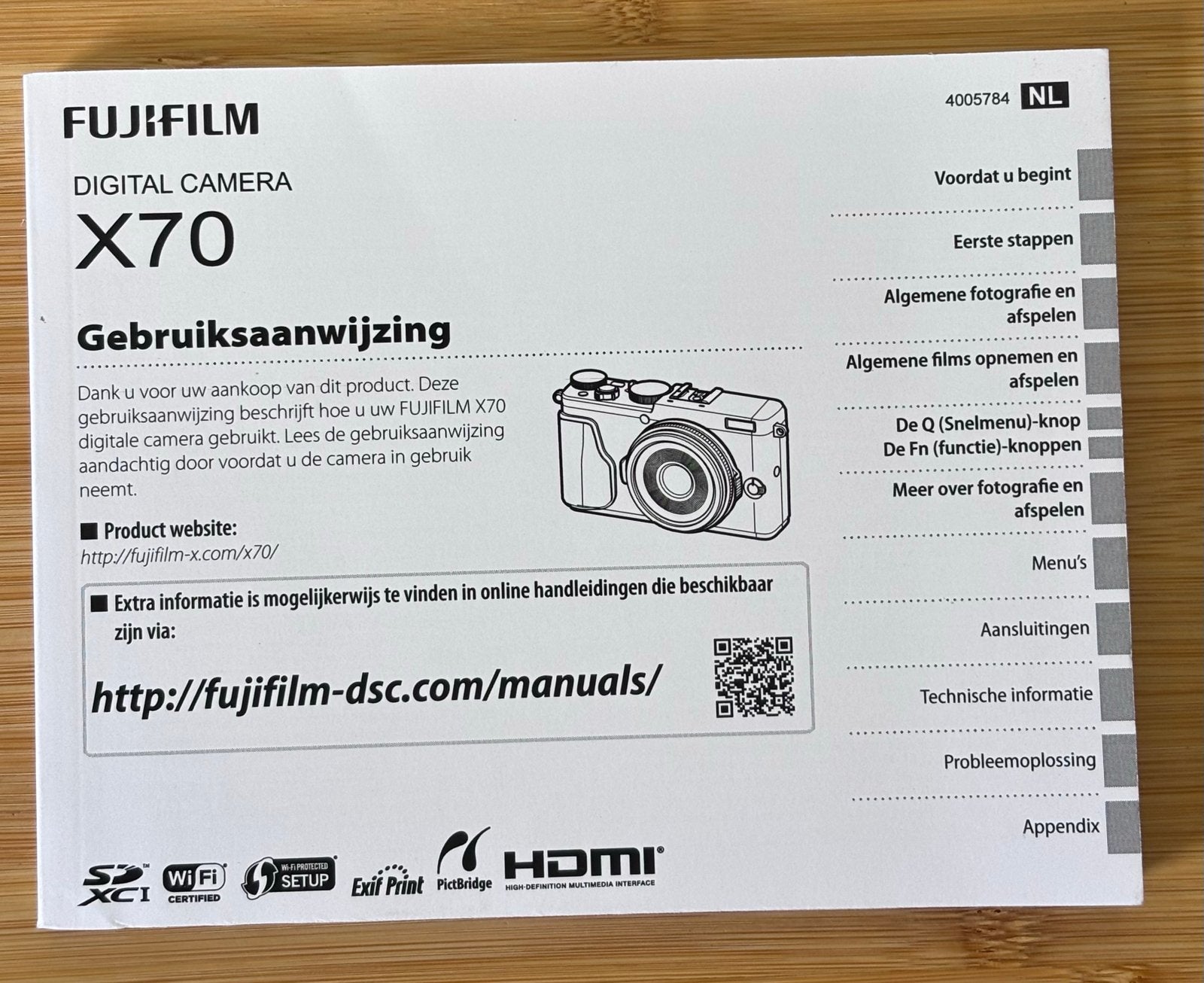Handleiding Fujifilm X70 nederlandstalig, Ophalen of Verzenden, Geen optische zoom