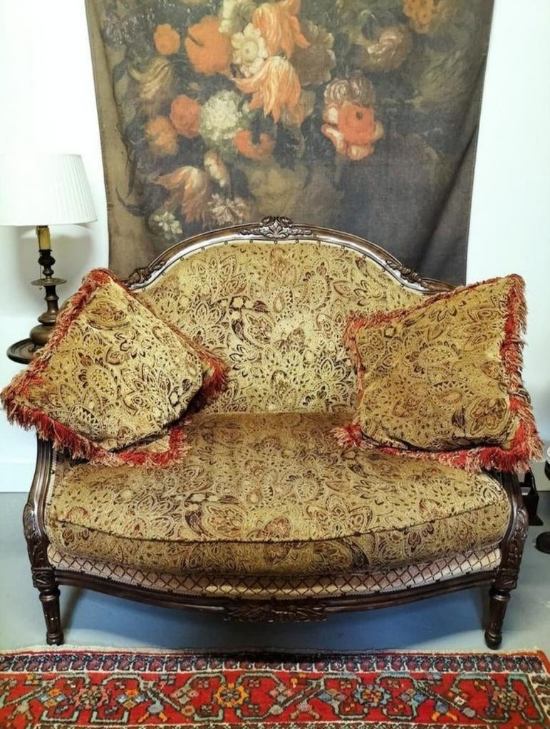 Antiek Frans bankje Corbeille Bergère canapé, Antiek en Kunst, Ophalen