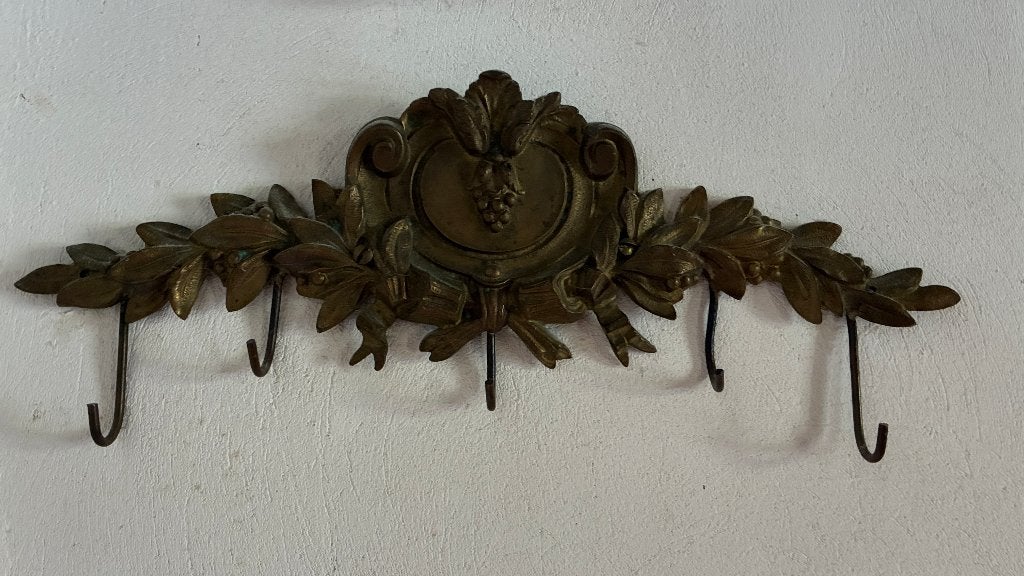 Antiek vintage messing kapstokje sleutelrekje, Antiek en Kunst, Ophalen of Verzenden