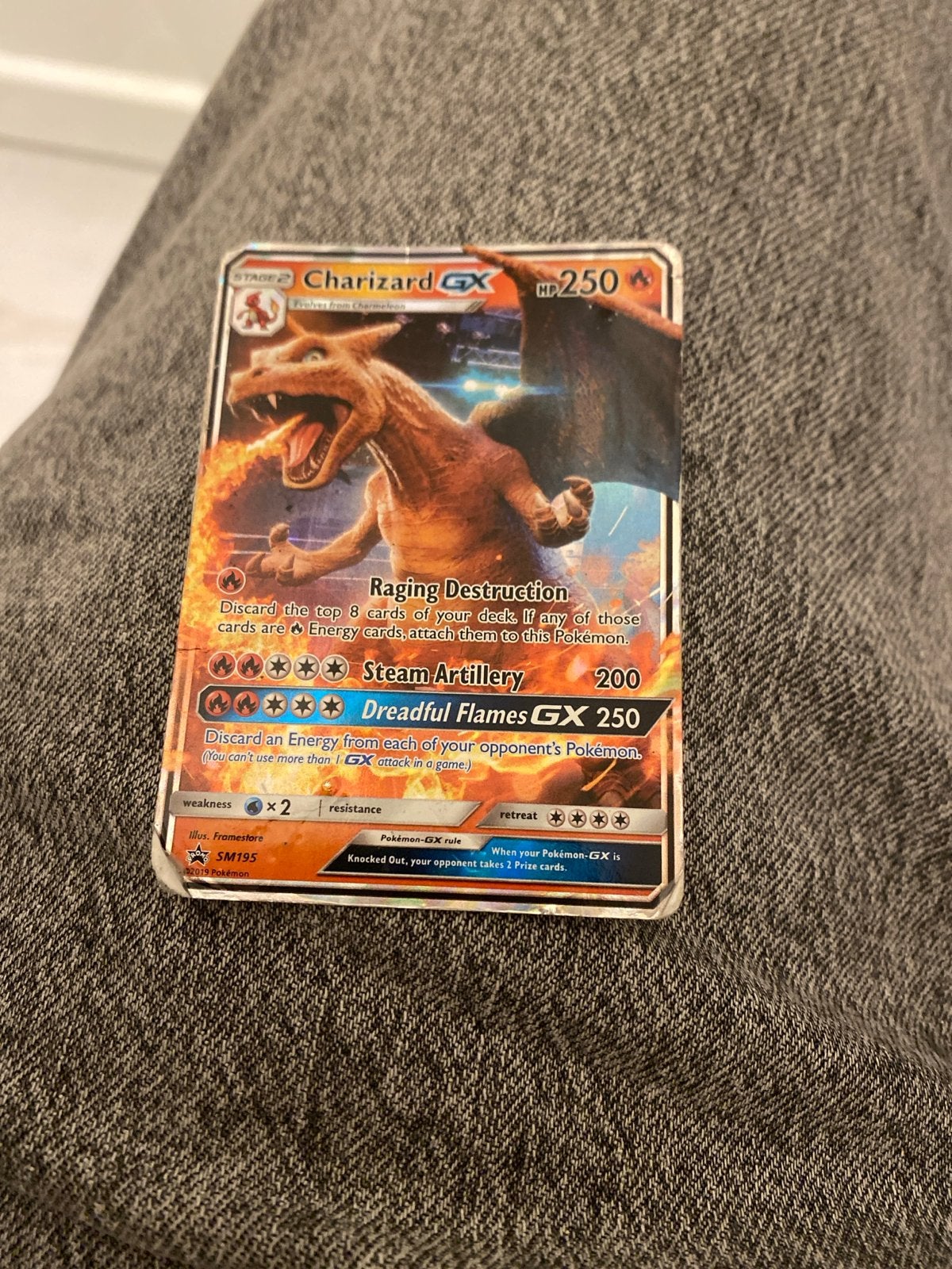 Pokémon Kaart Charizard GX SM195 - Gebruikt, Ophalen, Gebruikt, Losse kaart, Foil