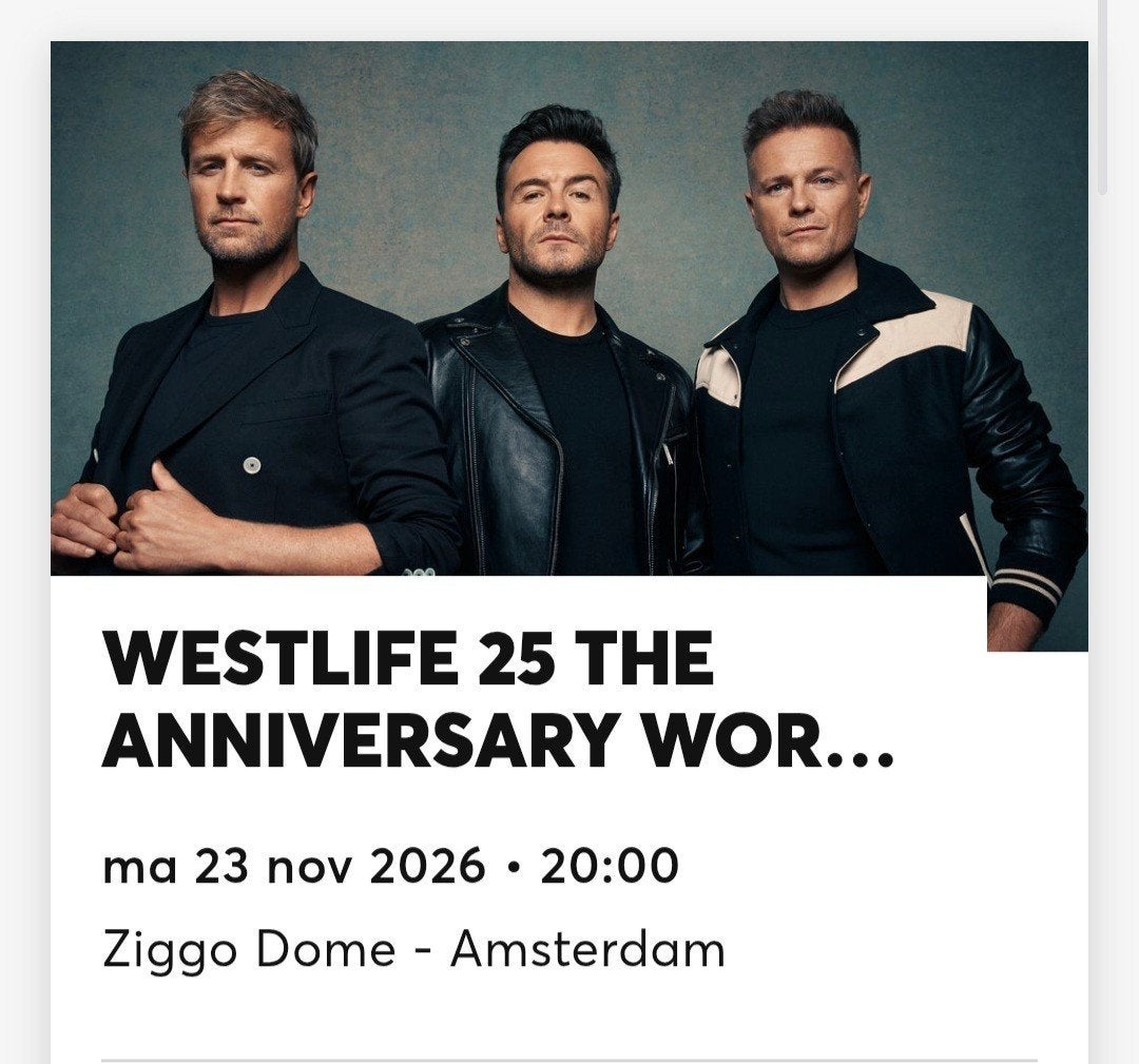 Westlife 2x toegangskaarten VIP gold 2, Tickets en Kaartjes