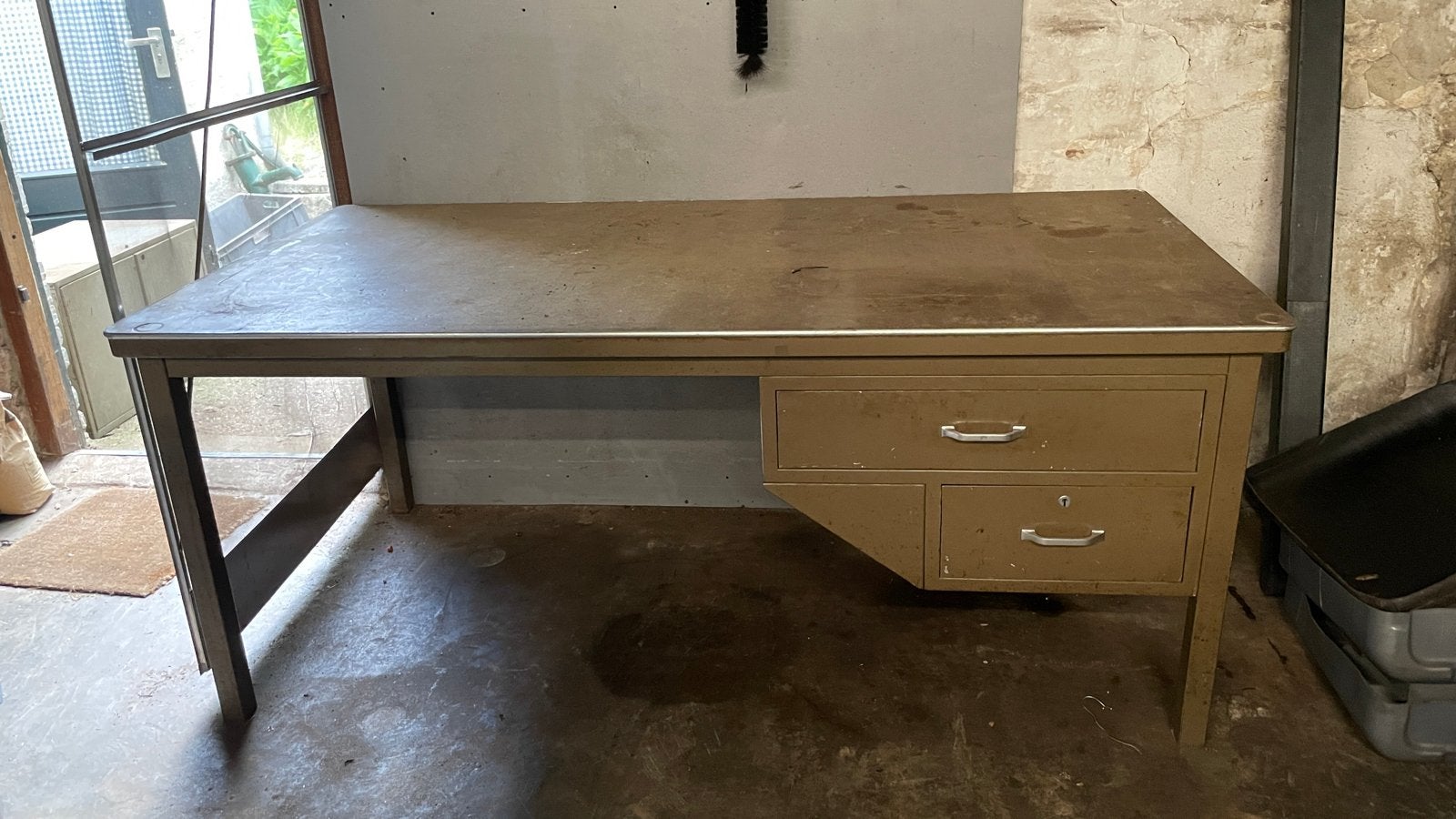 Vintage Ahrend bureau - Industrieel design met lades, Ophalen, Gebruikt, Met lades, Metaal