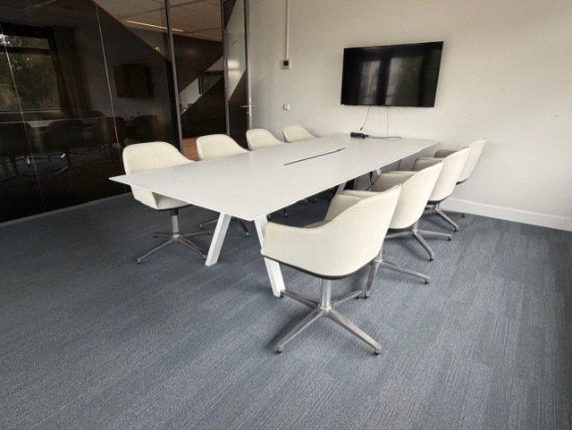 Moderne design vergadertafel 300 x 120 cm –wit–€499/stuk,2st, Gebruikt, 100 tot 150 cm, 200 cm of meer, Ophalen of Verzenden