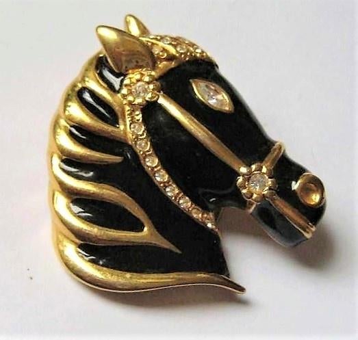 Sjaalclip sjaalklem paardenhoofd met strass (2682-48), Ophalen, Nieuw