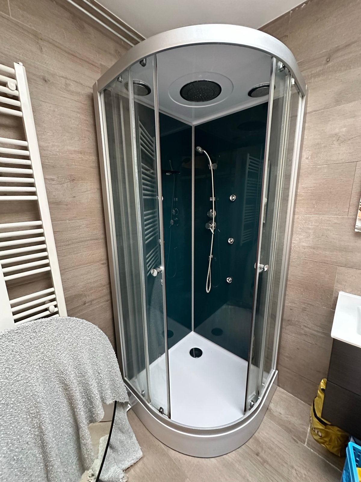 Douchecabine met hydromassage en regendouche, Ophalen, Gebruikt, Met douche