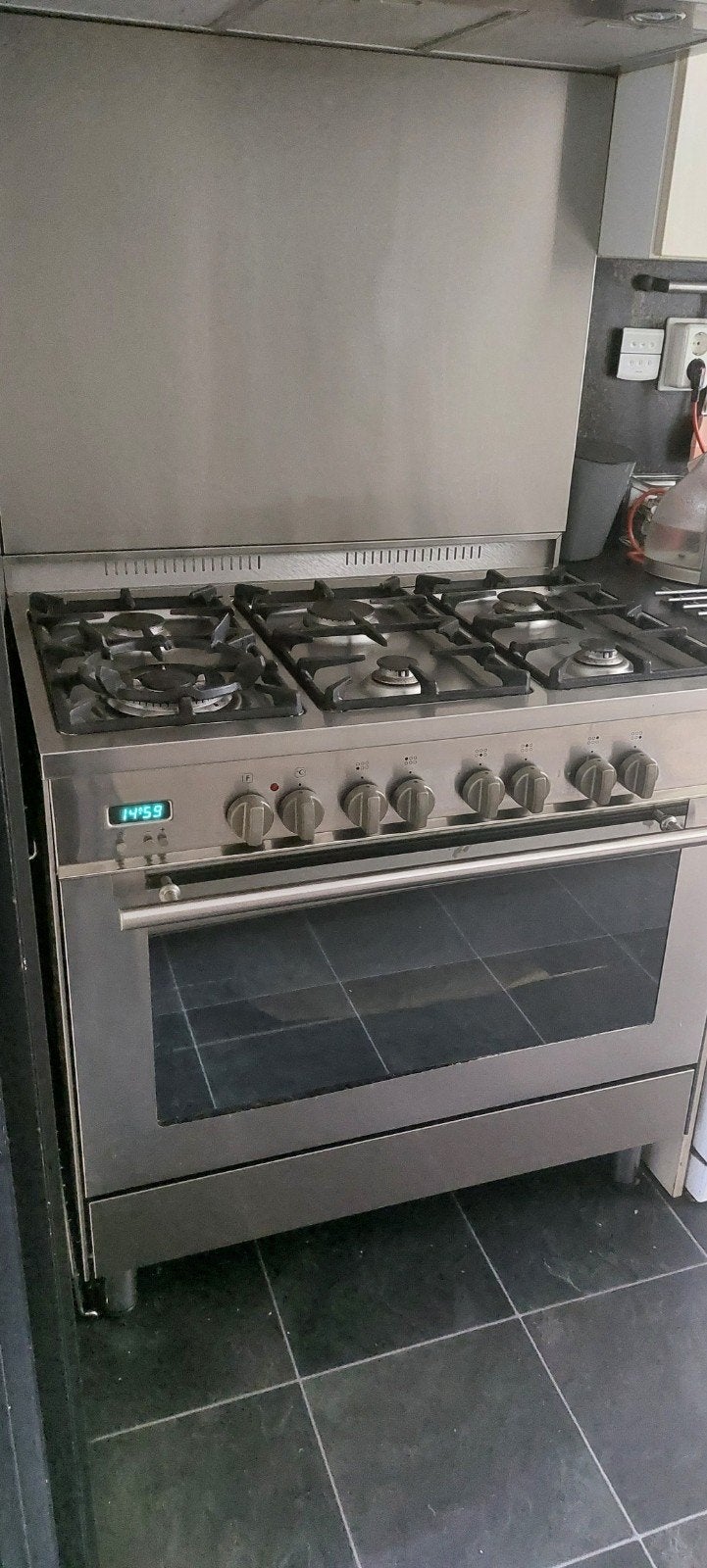 Vrijstaand gasfornuis met oven - RVS, Ophalen, Gebruikt, 60 cm of meer, Gas