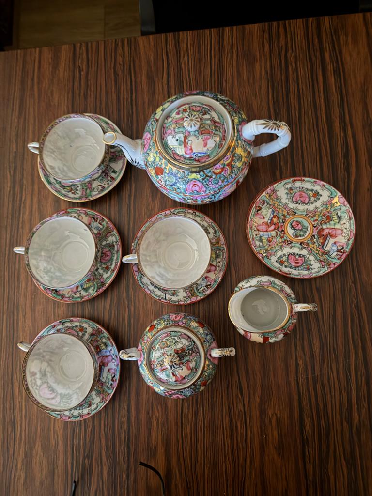 Chinees Porseleinen Theeservies - Theepot, Suikerpot, Melkka, Ophalen of Verzenden