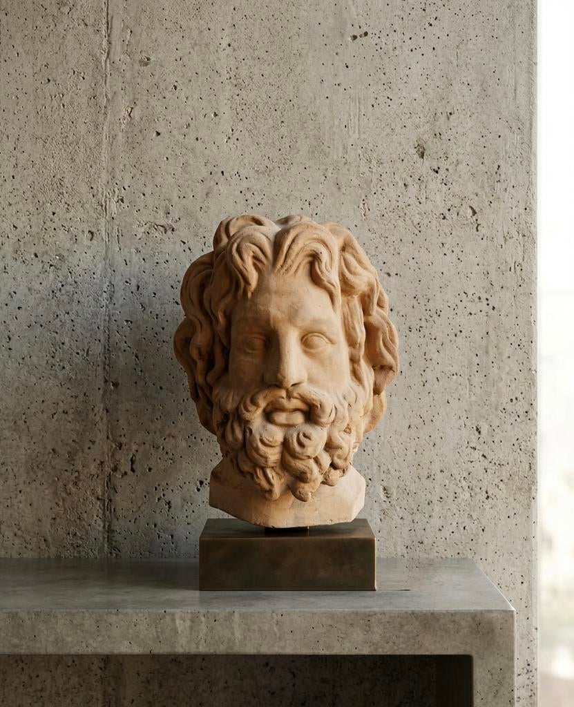 Antiek beeld buste Griekse God Zeus, Verzenden, Zo goed als nieuw