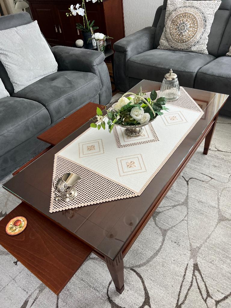 Salontafel met glazen plaat, Ophalen, 100 tot 150 cm, 50 tot 100 cm, Zo goed als nieuw