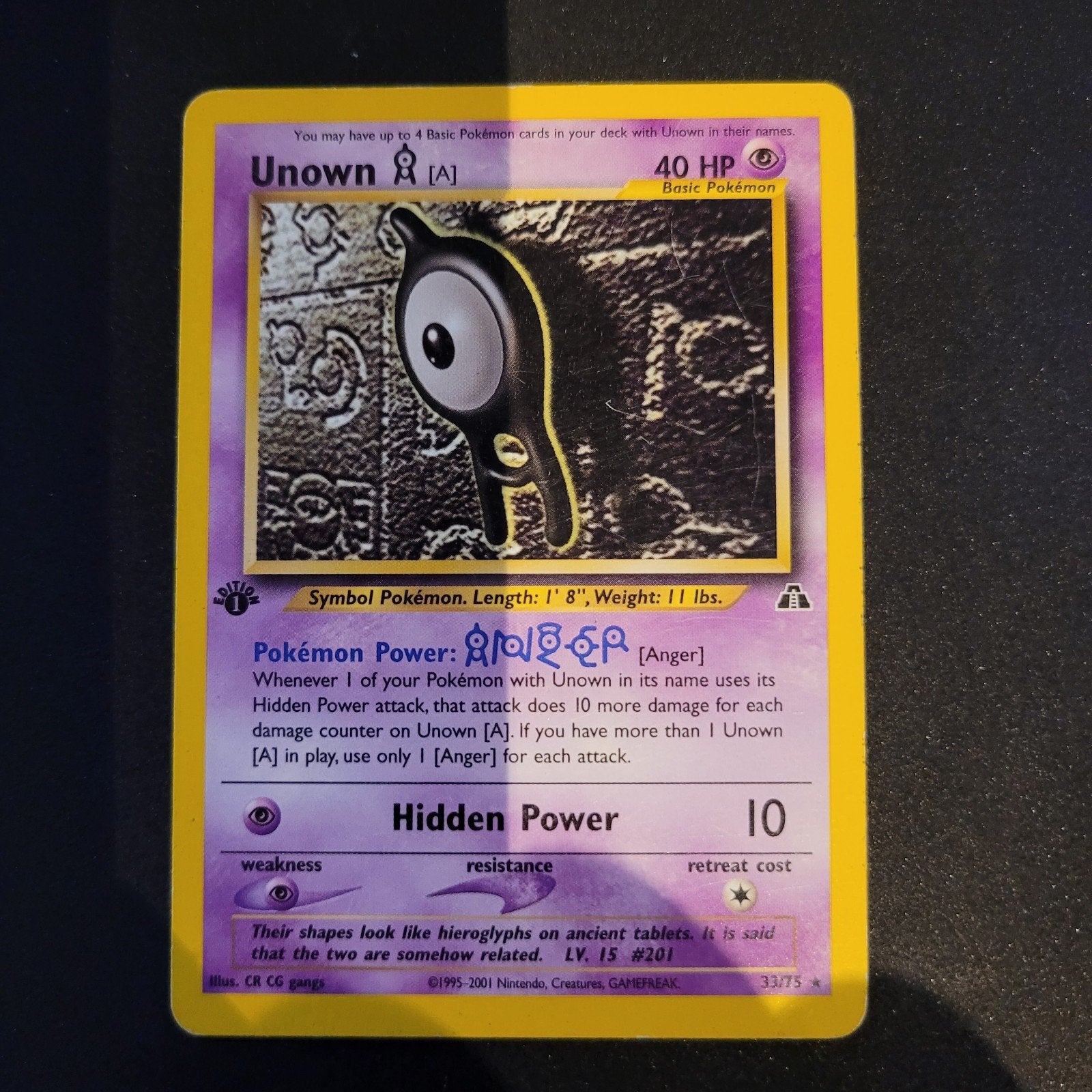 Unown A (neo discovery) #033, Ophalen of Verzenden, Zo goed als nieuw