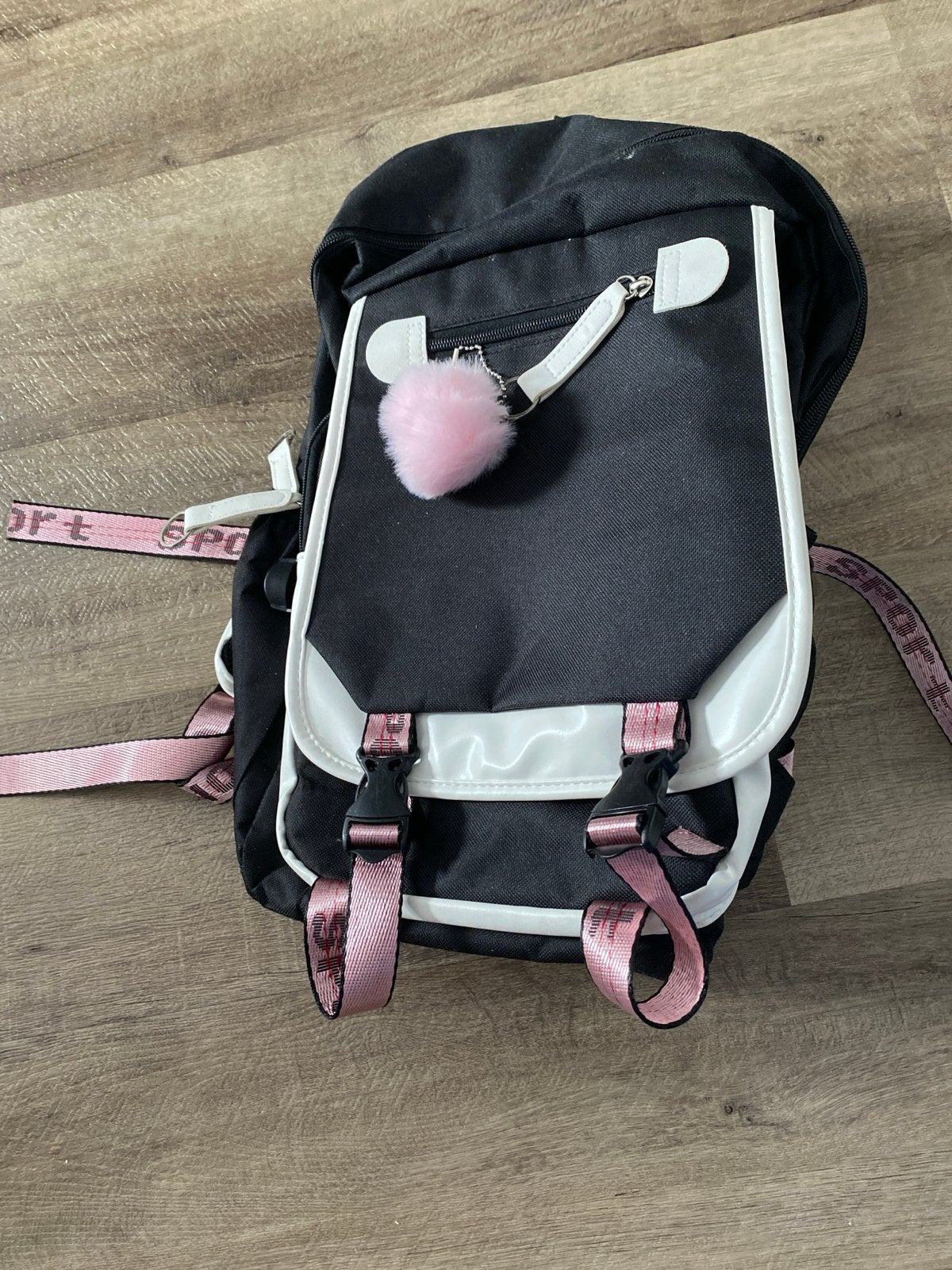 Stijlvolle Zwarte Rugzak met Roze Details, Overige merken, 25 tot 40 cm, Nieuw, Ophalen of Verzenden
