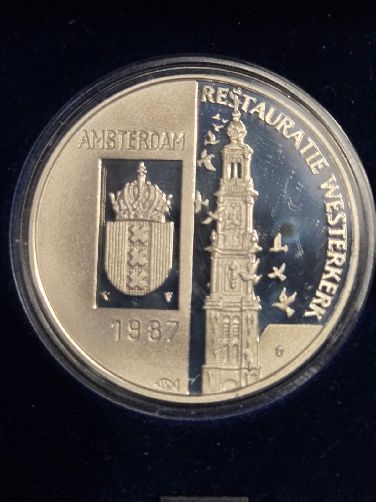 Zilveren Penning Restauratie Westerkerk Amsterdam 1987, Koningin Beatrix, Zilver, Losse munt, Overige waardes