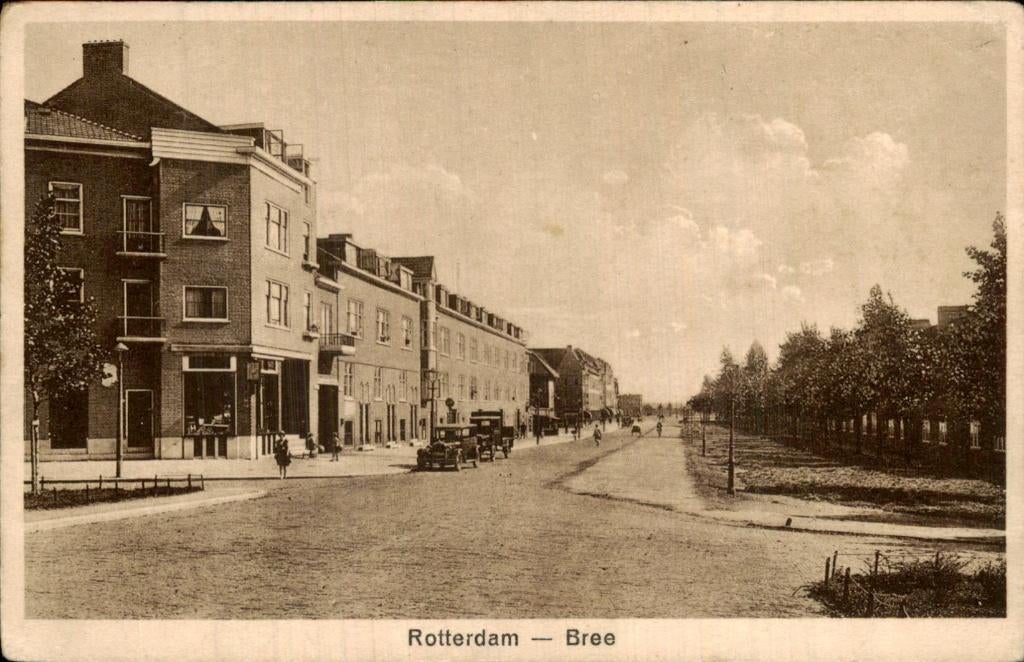 Rotterdam - Bree - Gezicht, Ophalen of Verzenden, 1920 tot 1940, Gelopen, Zuid-Holland