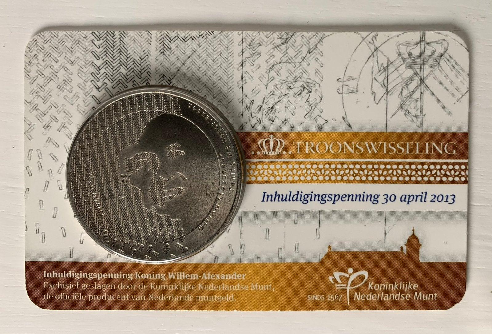 Troonswisseling inhuldigingspenning Coincard, Ophalen of Verzenden, Koningin Beatrix, Euro's
