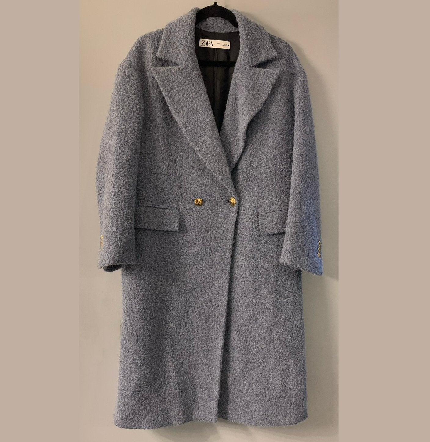 Zara teddy / fluffy jas met goudkleurige knopen - maat S, Ophalen of Verzenden, Zo goed als nieuw, Maat 36 (S), Blauw