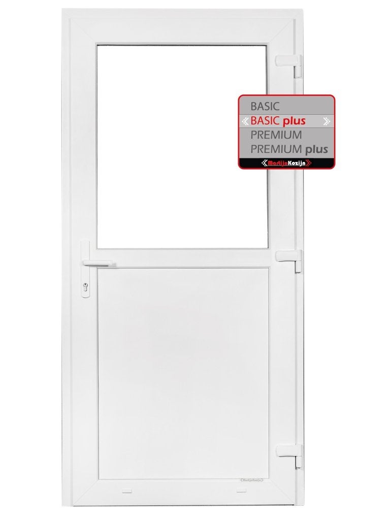 Kunststof Buitendeur 1/2 Glas Buiten B102 H206cm Wit Intrek, Kunststof, Niet ingevuld, Nieuw, Ophalen of Verzenden
