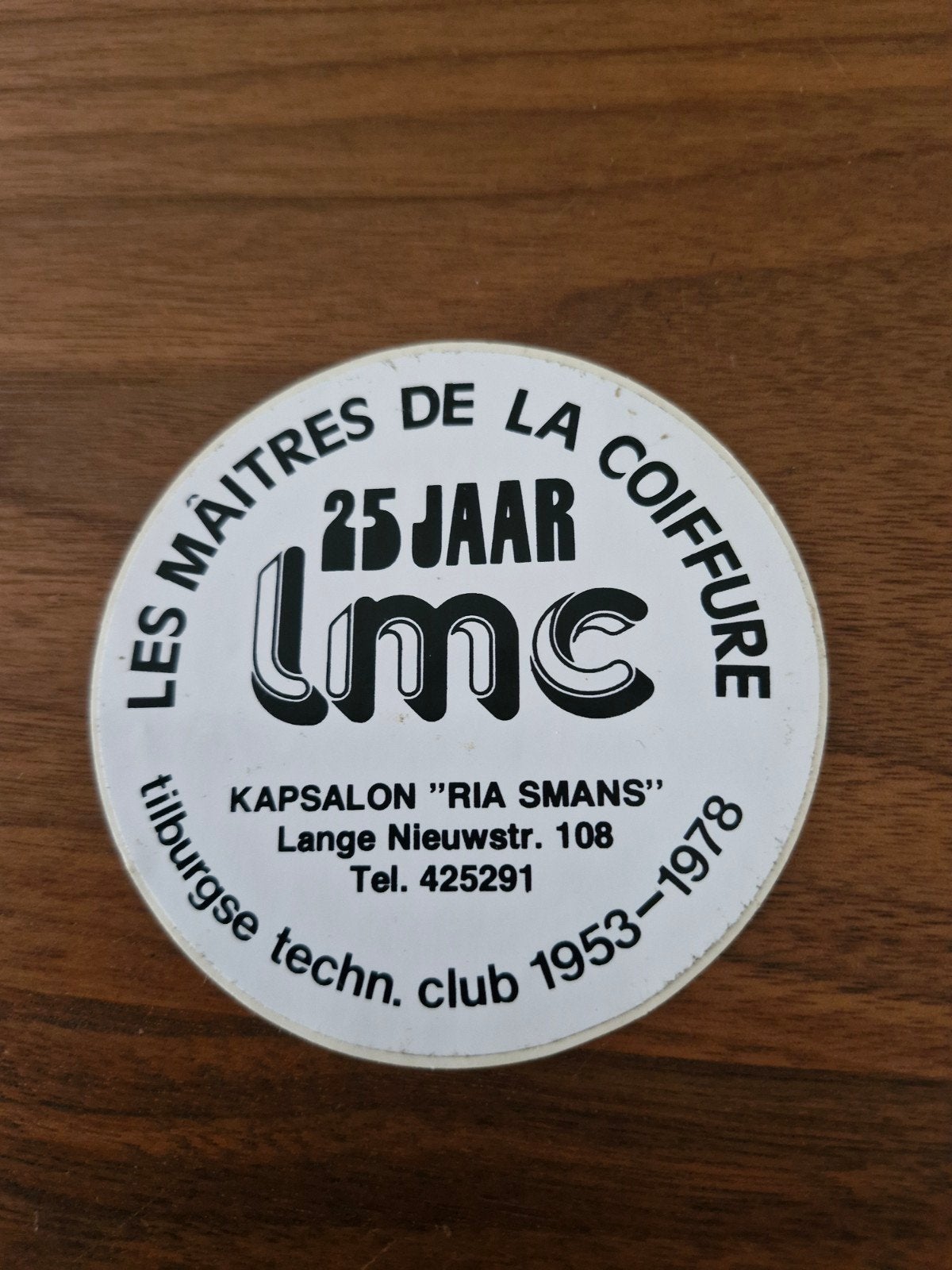 9139 Vintage Sticker Kapsalon Ria Smans Tilburg 1953-1978, Ophalen of Verzenden, Gebruikt, Overige typen