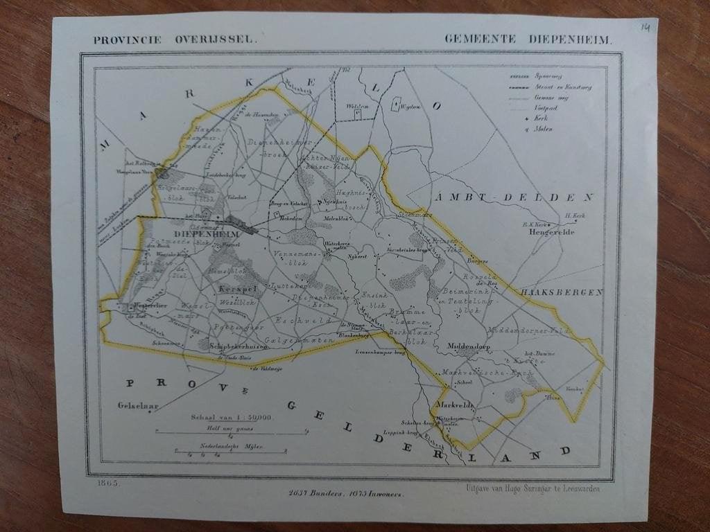 14 / Diepenheim - Kerpsel - Middendorp Litho J. Kuyper 1865, Ophalen of Verzenden