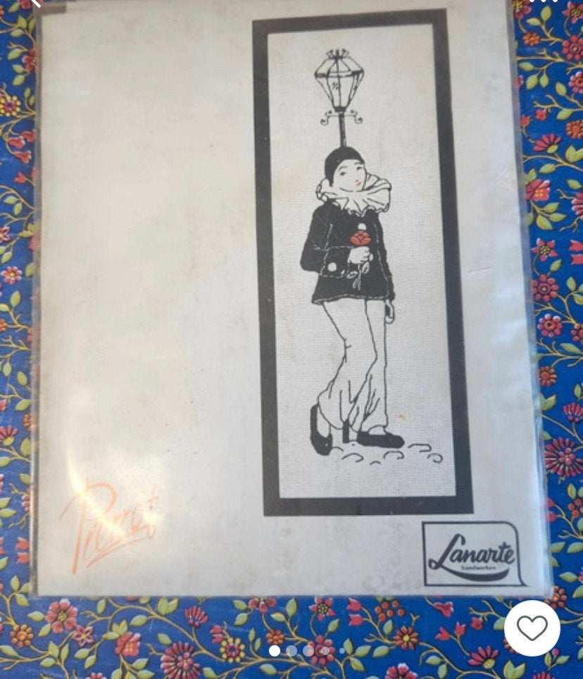 BORDUURPAKKET LANARTE PIERROT BIJZONDERE VINTAGE, Hobby en Vrije tijd, Borduren en Borduurmachines, Verzenden, Zo goed als nieuw