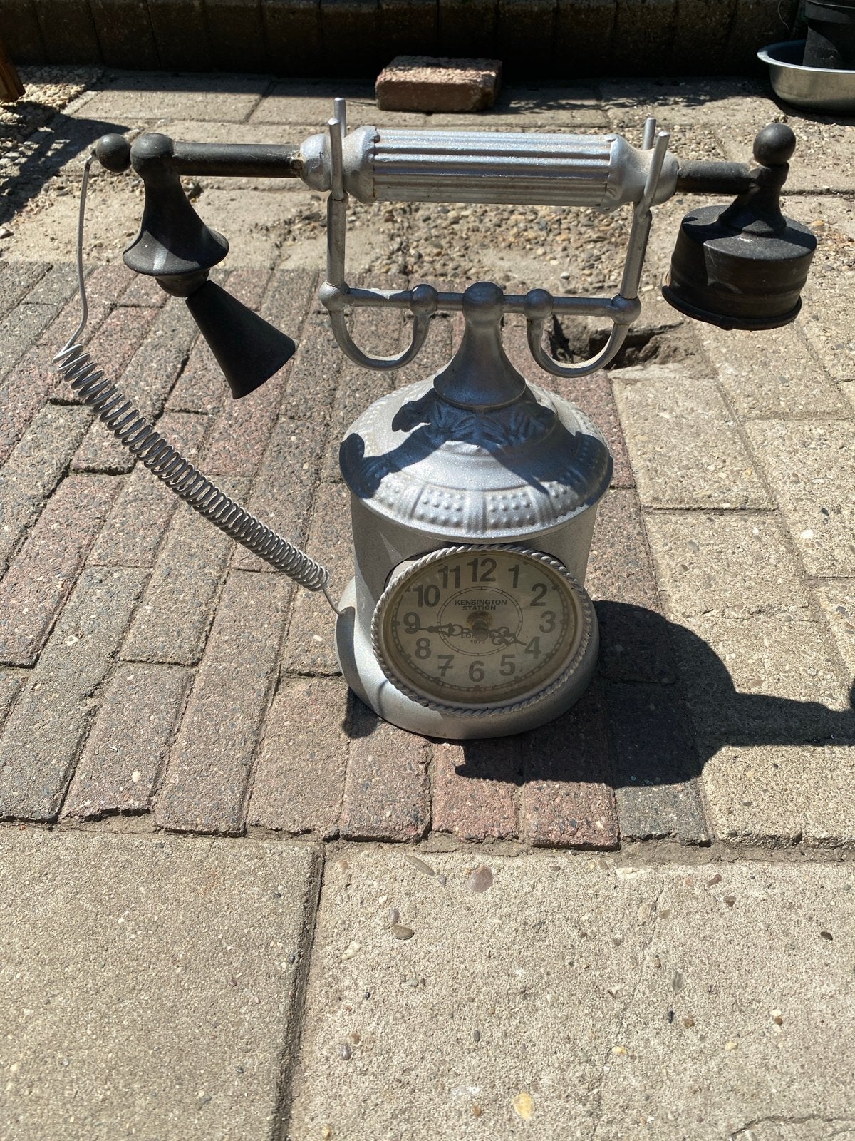 Oude Telefoon met Klok - Decoratief Stuk, Antiek en Kunst, Ophalen