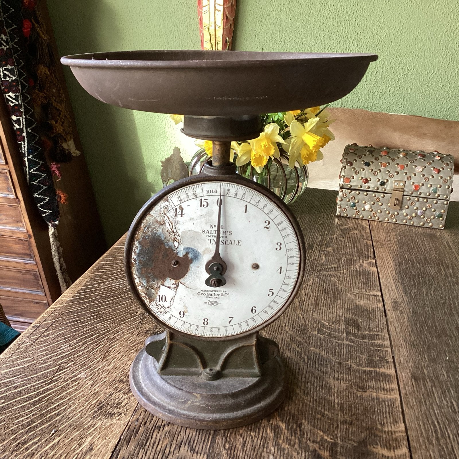 Antieke Salter's No. 0 Family Scale -Keukenweegschaal € 18, Ophalen of Verzenden