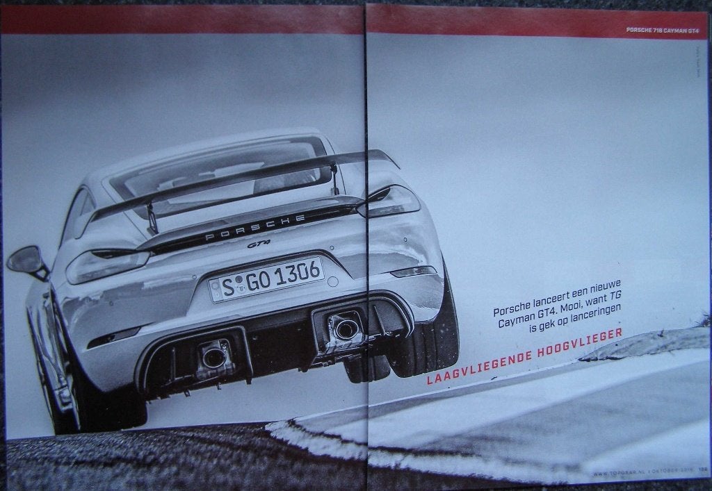 Porsche Cayman 718 GT4 ? Eerst 11x autotest lezen, Ophalen, Gelezen, Porsche