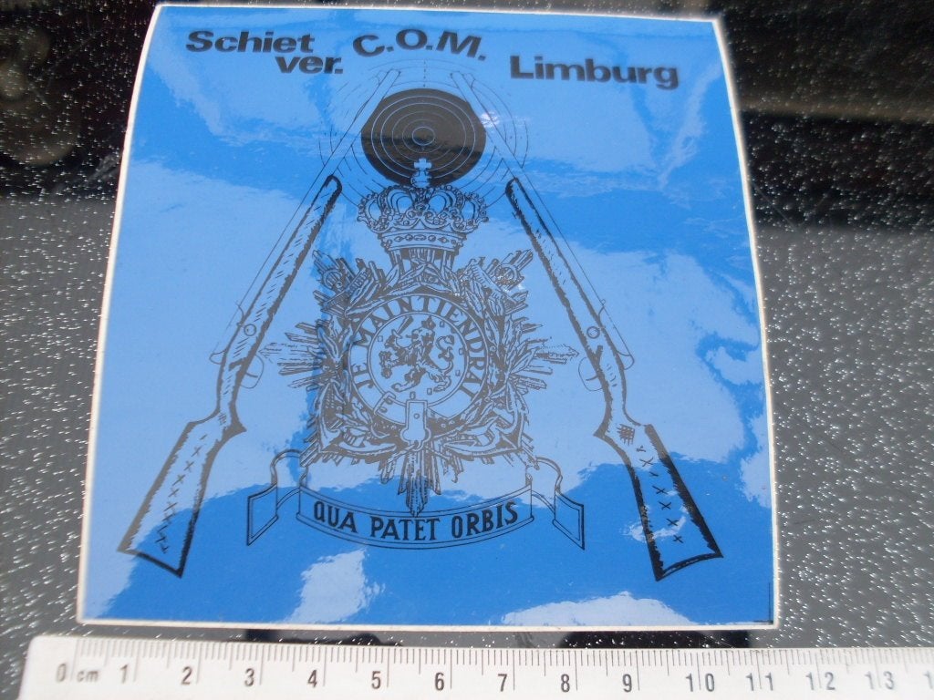 sticker schiet vereniging com limburg qua patet orbis logo, Verzenden, Zo goed als nieuw, Bedrijf of Vereniging