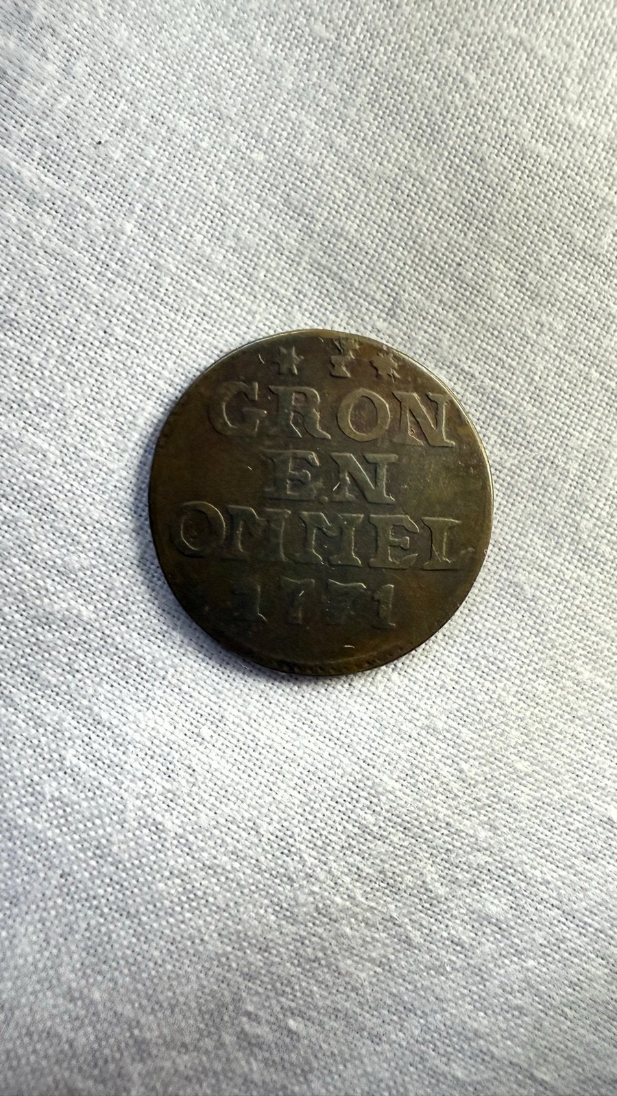 Groningen munt 1771 - Duit GRON EN OMNEL (ZeerFrai), Ophalen of Verzenden, Overige landen, Losse munt