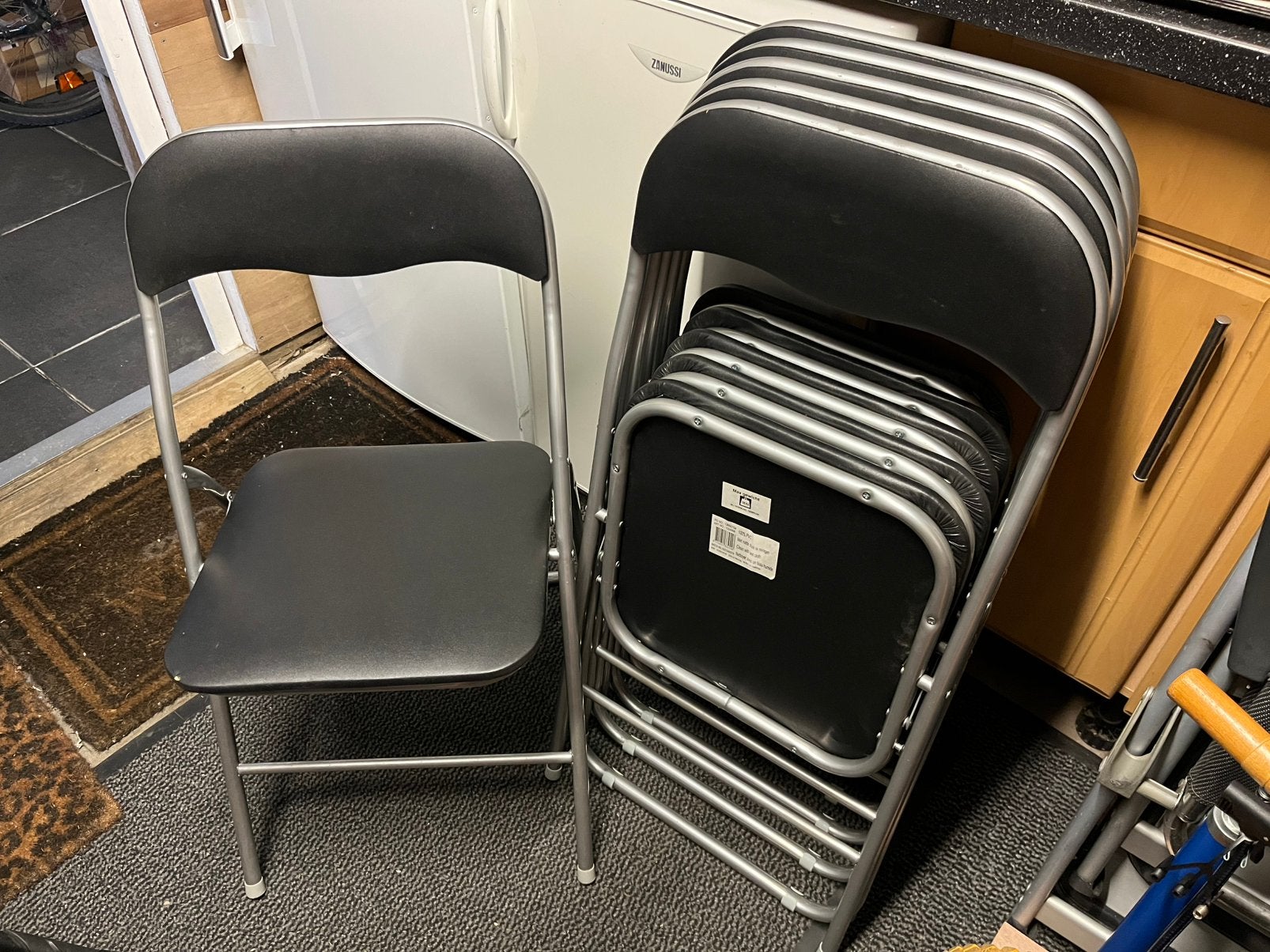 6 x KLAPSTOEL ZWART / GRIJS, Huis en Inrichting, Stoelen, Ophalen, Zo goed als nieuw, Grijs