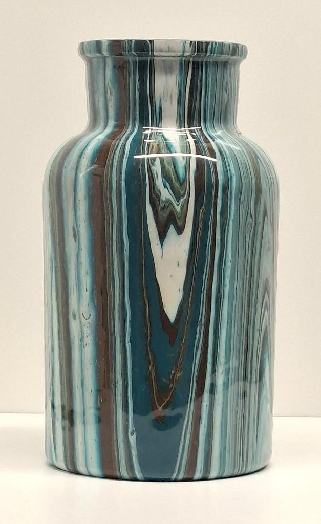 vaas gegoten uniek epoxy handmade pouring art kunst vazen, Overige kleuren, Ophalen of Verzenden, Minder dan 50 cm, Glas