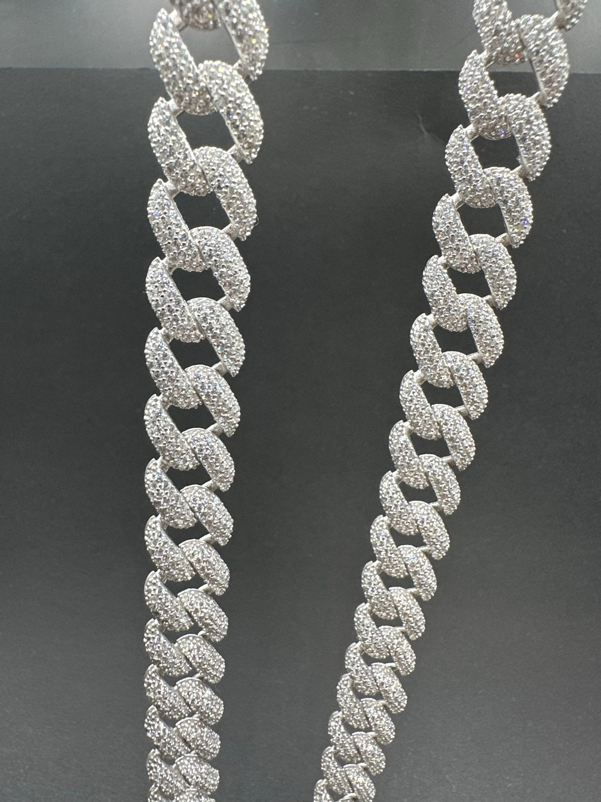 925 Zilveren Iced Cubaan Link Ketting met Panter Sluiting, Met kristal, Nieuw, Ophalen of Verzenden, Goud