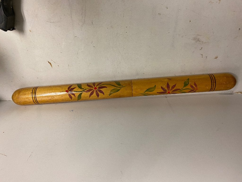 Vintage houten breinaaldhouder met bloemmotief, Hobby en Vrije tijd, Ophalen of Verzenden, Gebruikt, Breien, Overige typen